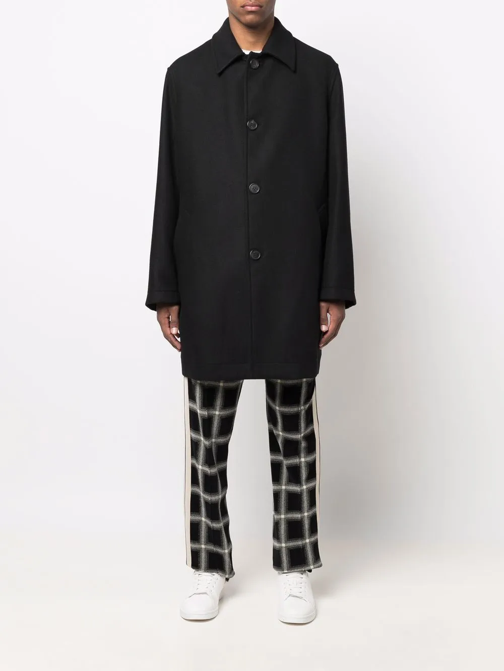 PALM ANGELS Curved Logo Classic Coat Black
