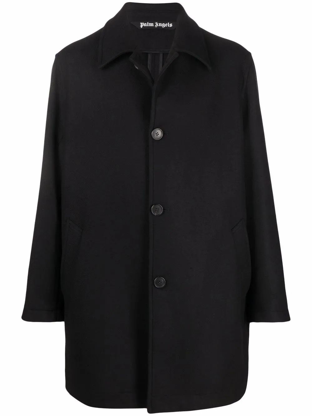 PALM ANGELS Curved Logo Classic Coat Black