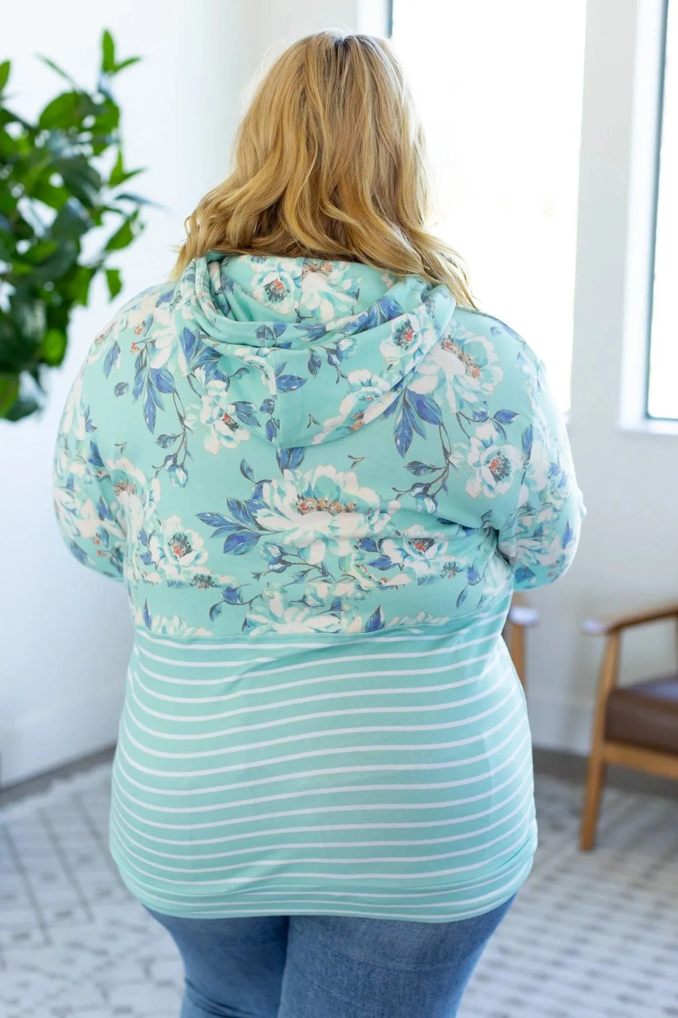 PHC- Stripe   Floral Mix Pullover Hoodies (2 Colors!)