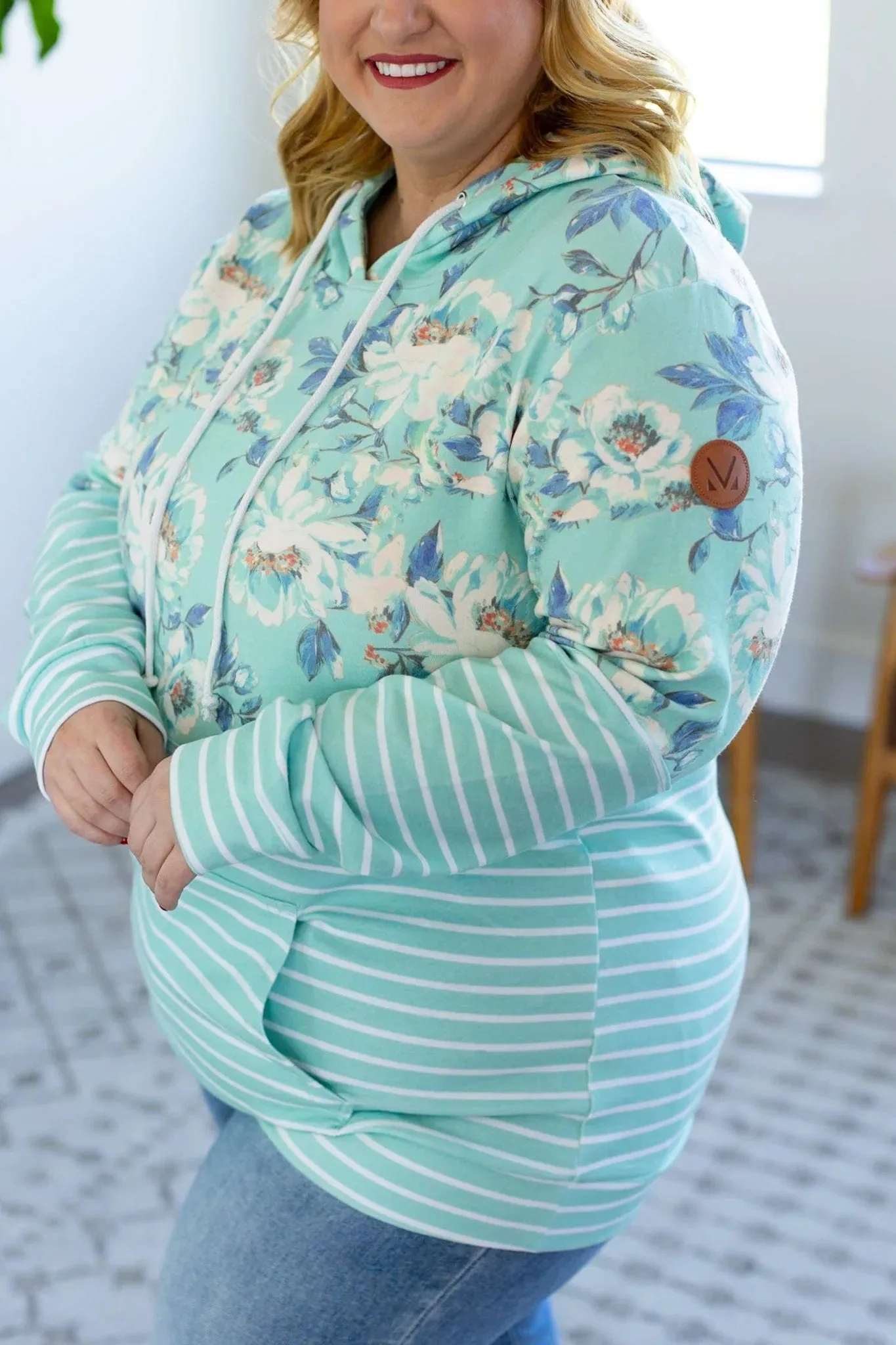 PHC- Stripe   Floral Mix Pullover Hoodies (2 Colors!)