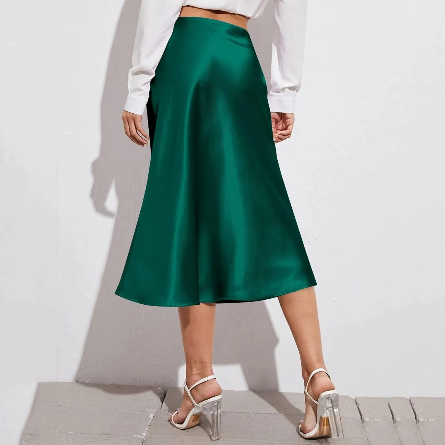 Plus Size Skirt Women Elastic High Waist Boho Maxi Skirt Casual Drawstring A Line Long Skirt