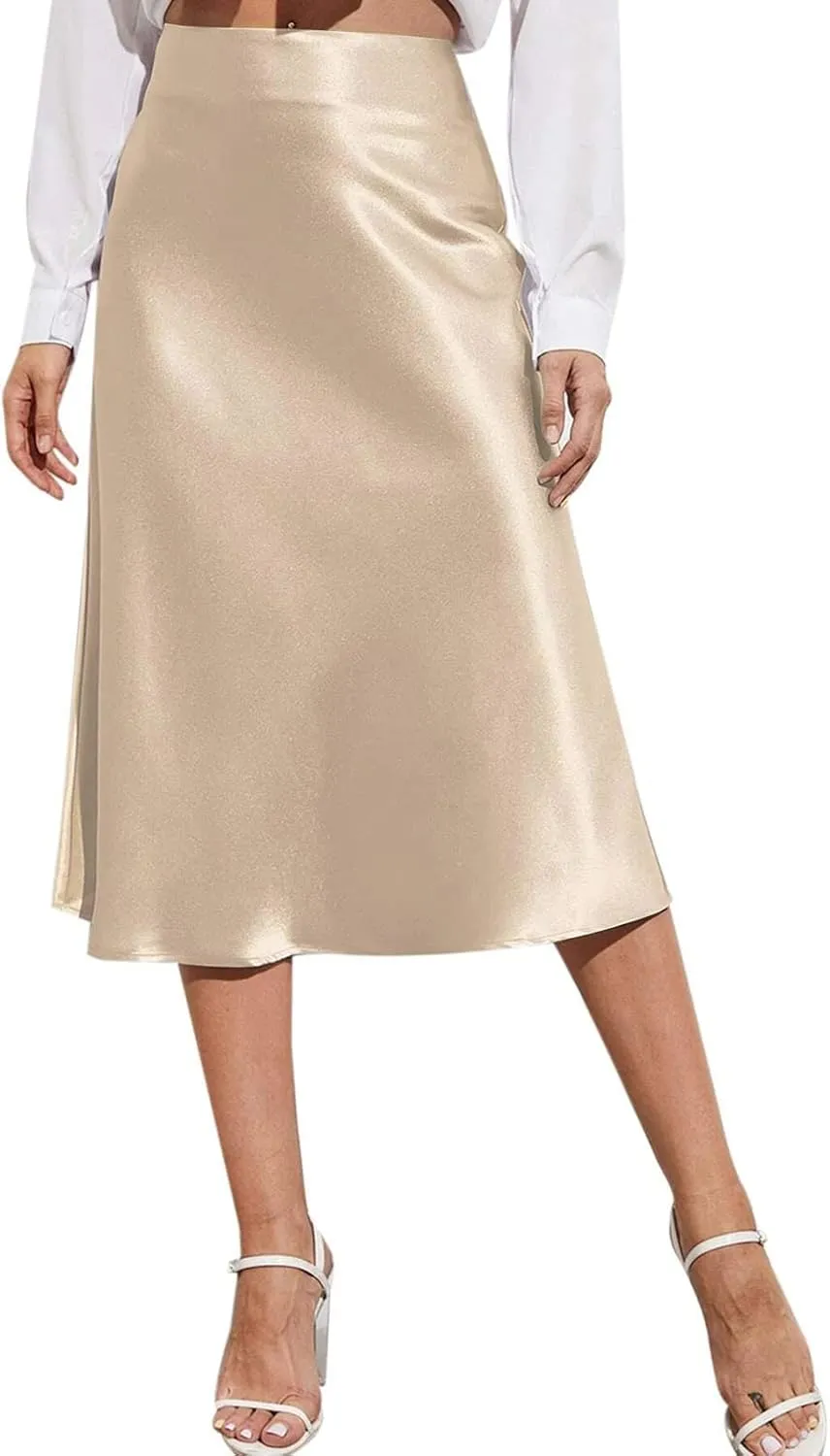 Plus Size Skirt Women Elastic High Waist Boho Maxi Skirt Casual Drawstring A Line Long Skirt