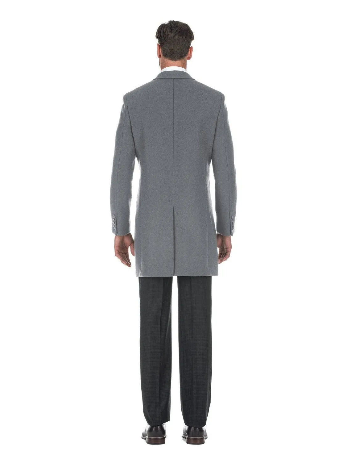 Raphael Wool Blend Breasted Light Grey Top Coat