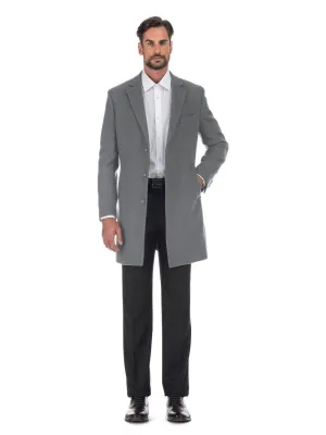 Raphael Wool Blend Breasted Light Grey Top Coat