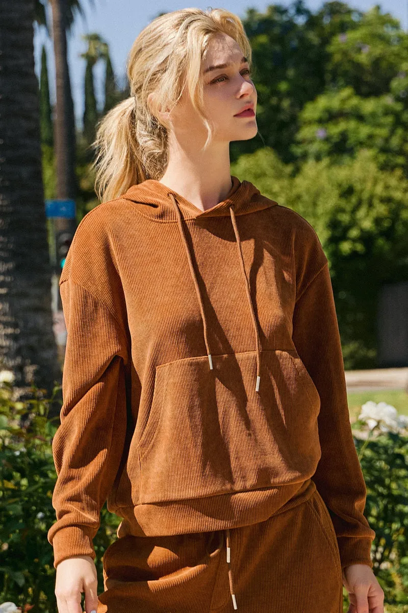Relaxed Corduroy Pullover Hoodie