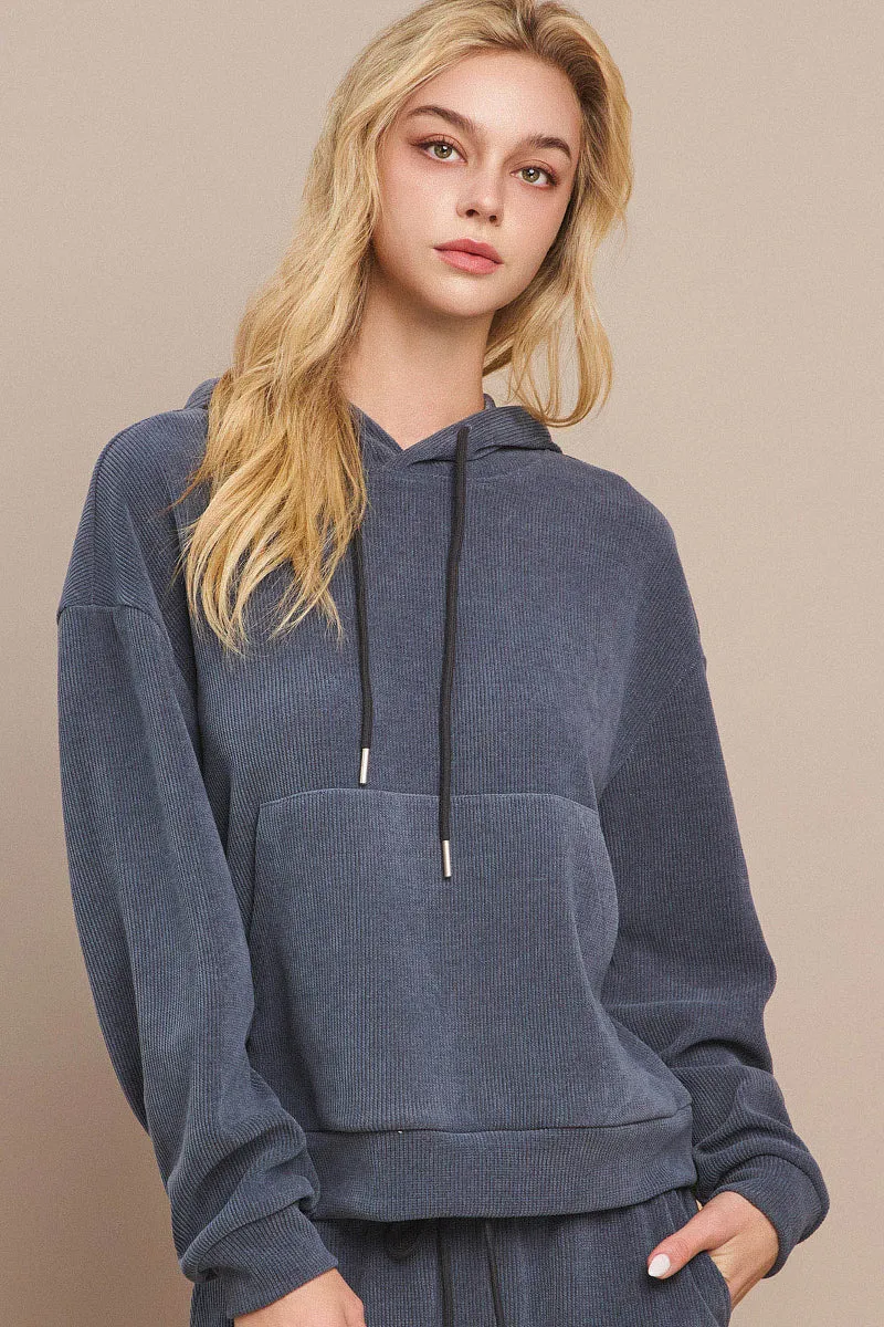 Relaxed Corduroy Pullover Hoodie