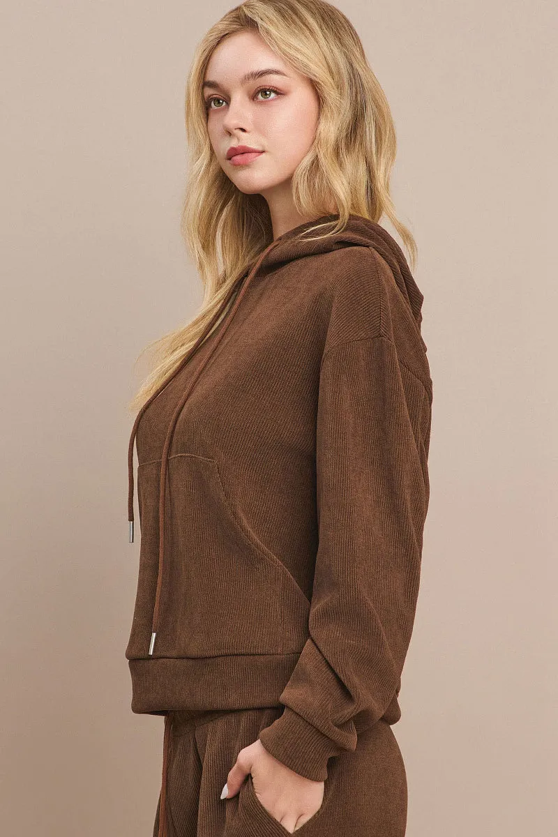 Relaxed Corduroy Pullover Hoodie