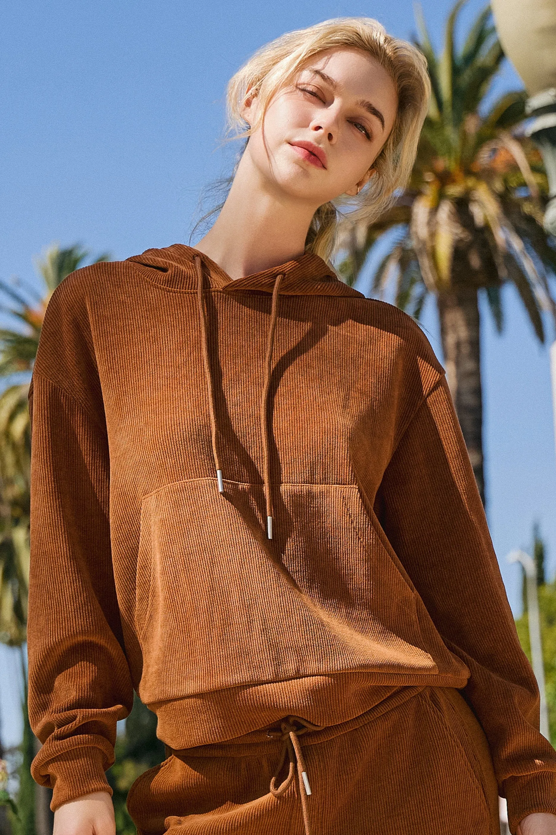 Relaxed Corduroy Pullover Hoodie