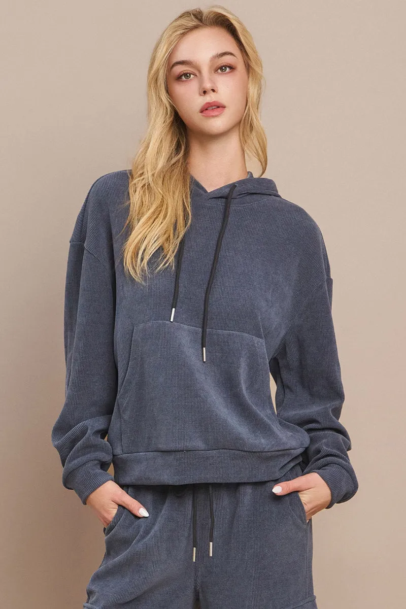 Relaxed Corduroy Pullover Hoodie