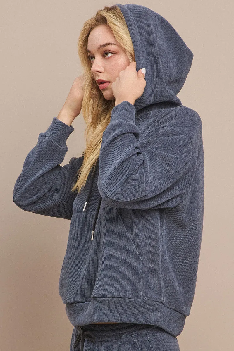 Relaxed Corduroy Pullover Hoodie