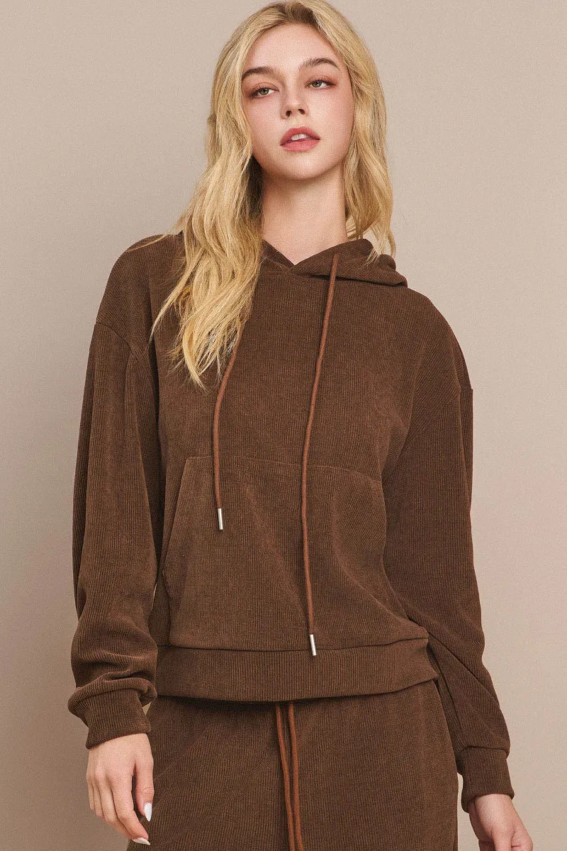 Relaxed Corduroy Pullover Hoodie