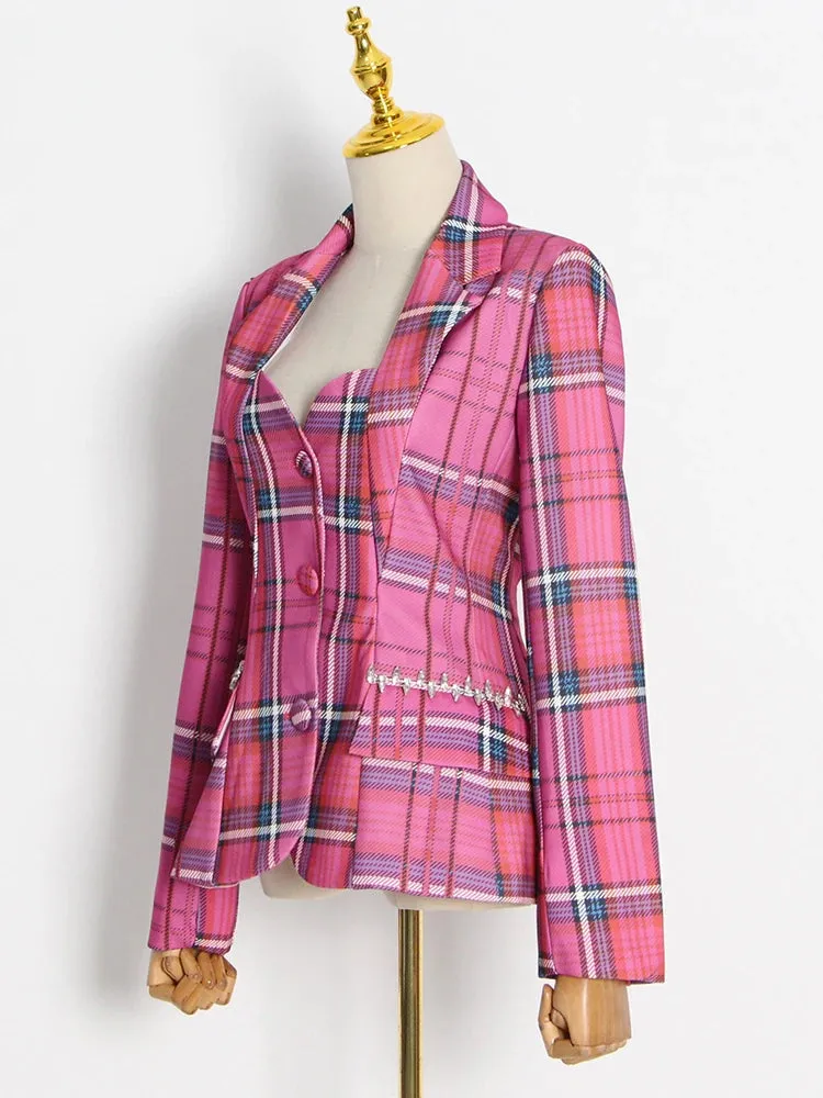 Rose Plaid Blazer