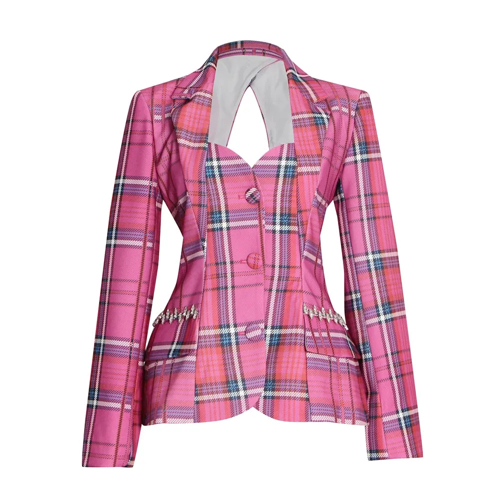 Rose Plaid Blazer