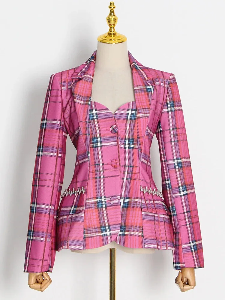 Rose Plaid Blazer