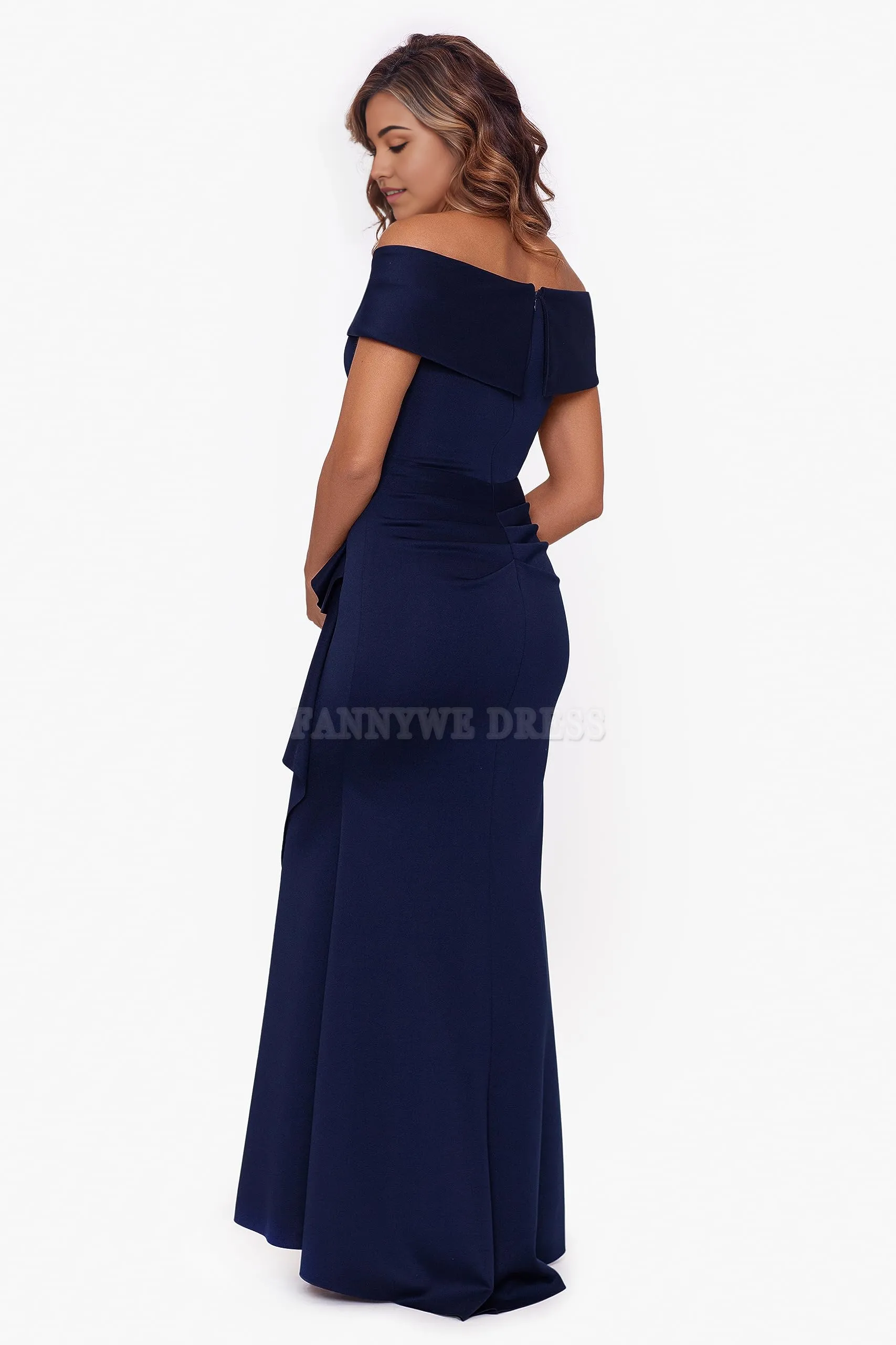 Sheath Sweetheart Neck Long Off Shoulder Side Ruffle formal dresses Bridesmaid Dresses evening gown Prom Dress