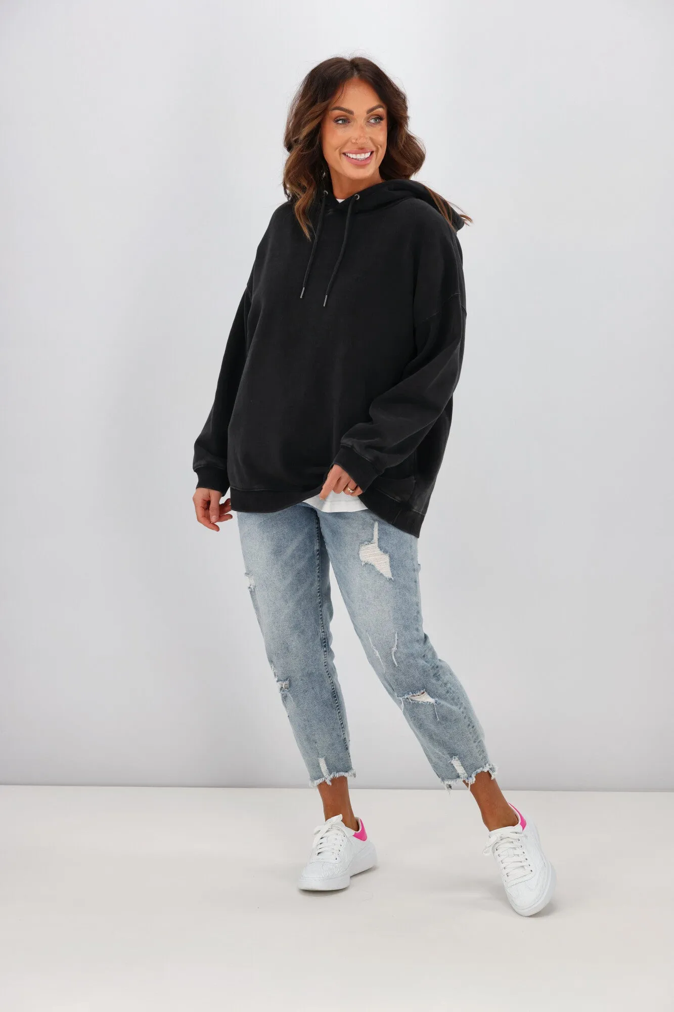 Silent Theory Oversized Hoody Washed Black
