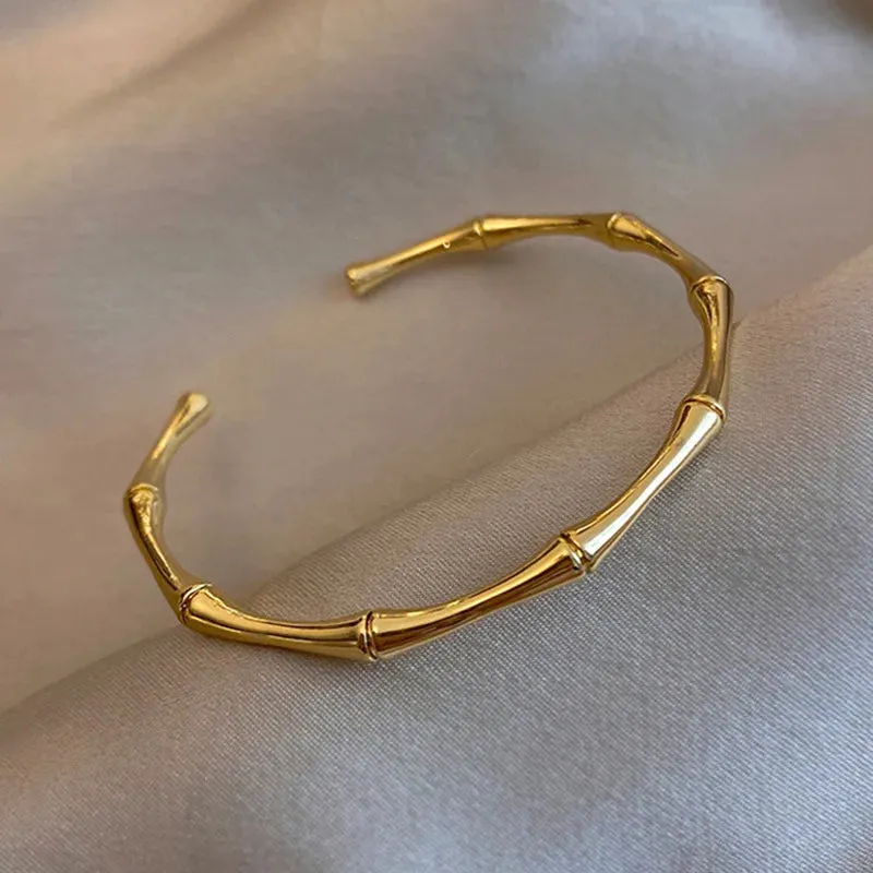 Titanium Steel Gold Plated Bracelet for Women  Hypoallergenic Simple Bangle, Zircon Accents (Daily Wear & Gifts)