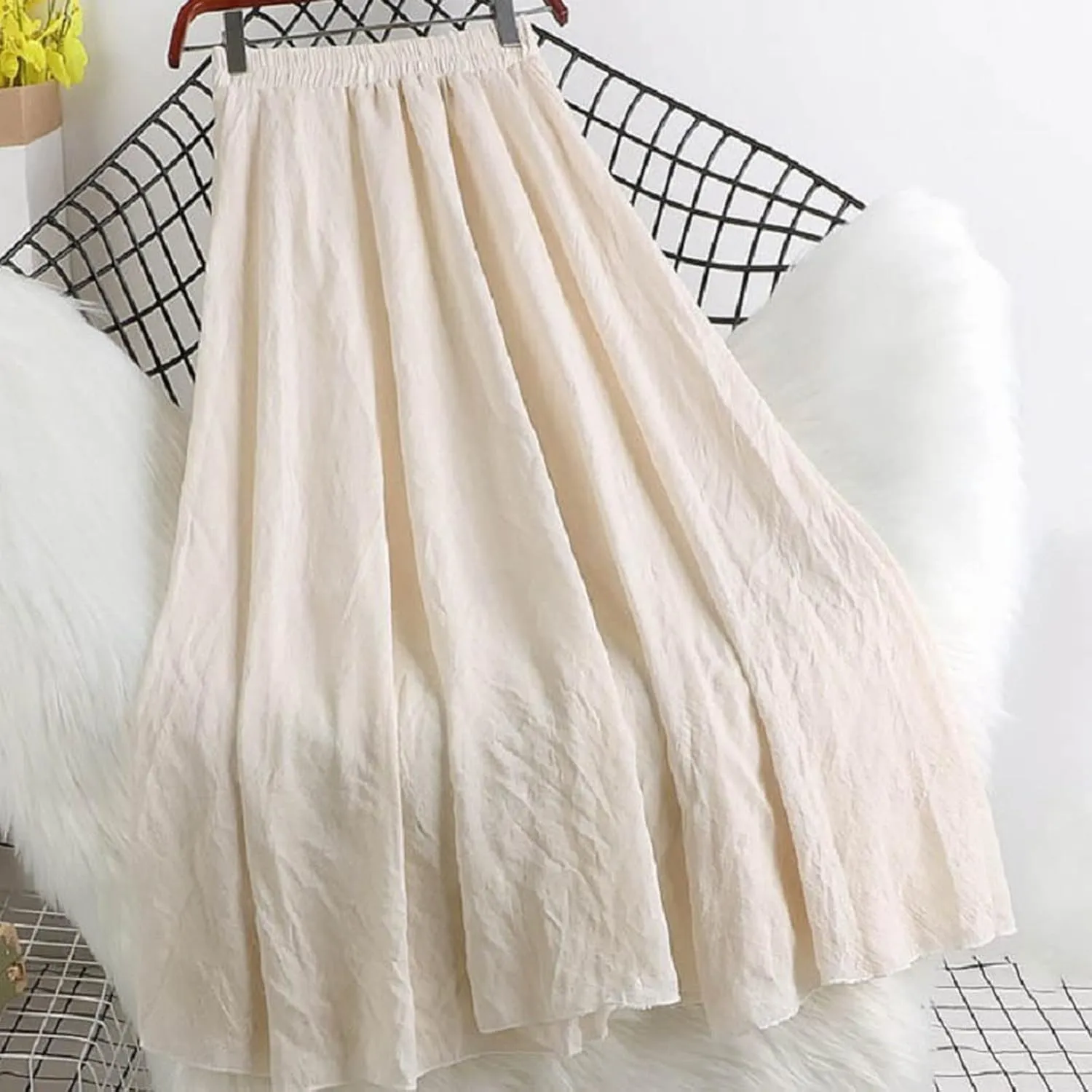 Trendy Womens Skirts Summer Loose Solid Color Elastic Cute Summer Skirt Athletic Women's Sexy Skirts Cotton Slimming