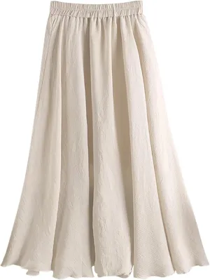 Trendy Womens Skirts Summer Loose Solid Color Elastic Cute Summer Skirt Athletic Women's Sexy Skirts Cotton Slimming
