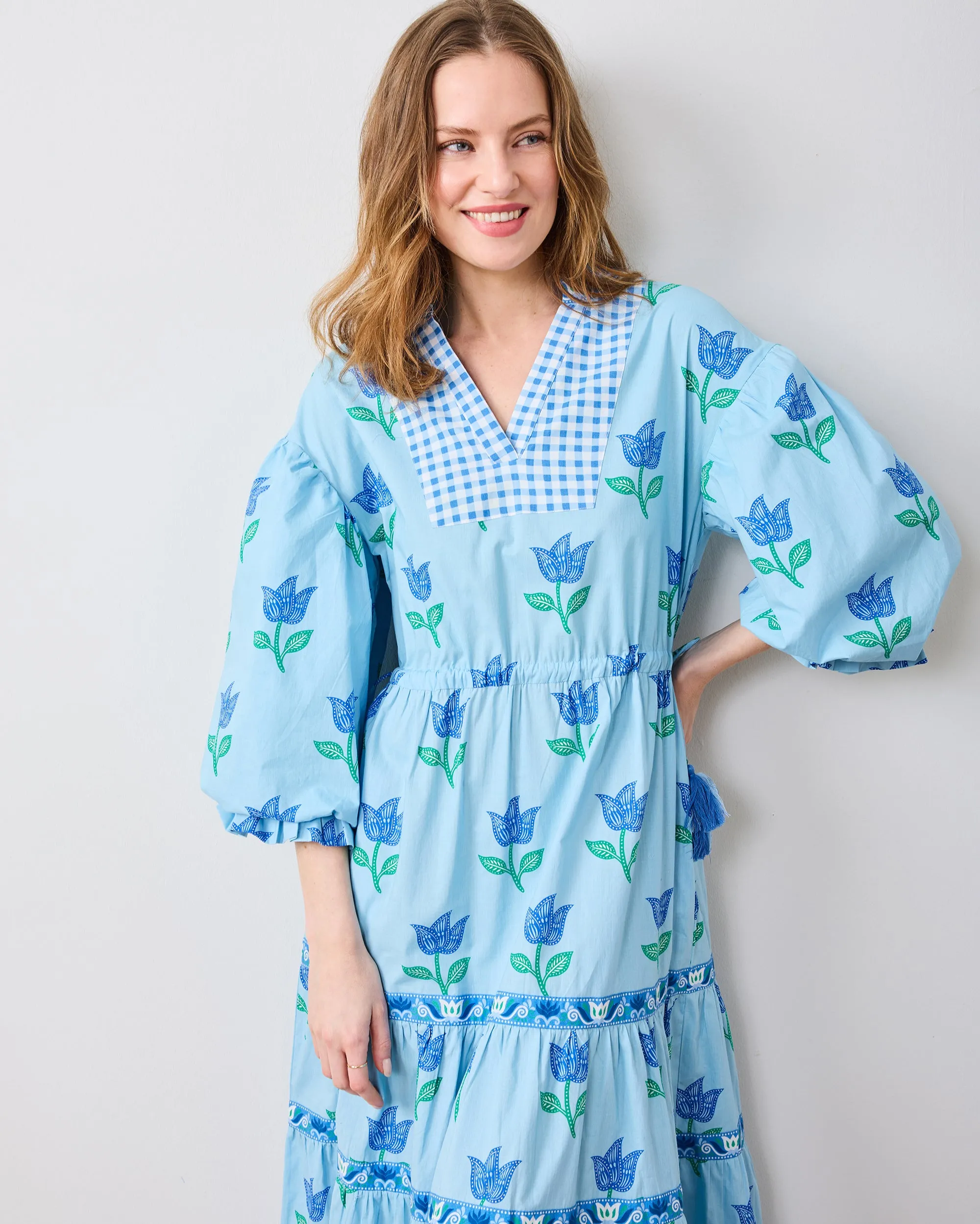Tulip Bloom - Coconut Caf Dress - Oasis Sky
