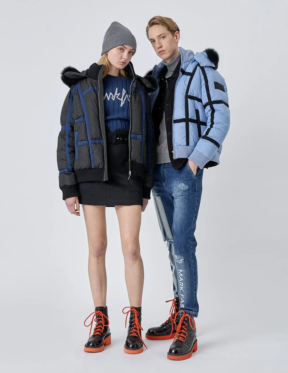 Unisex Blue Down Jacket