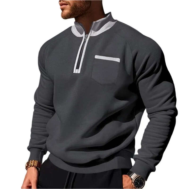 Warm Fleece Half Zipper Tactical Hoodies Stand Collar Sports Sweatshirts