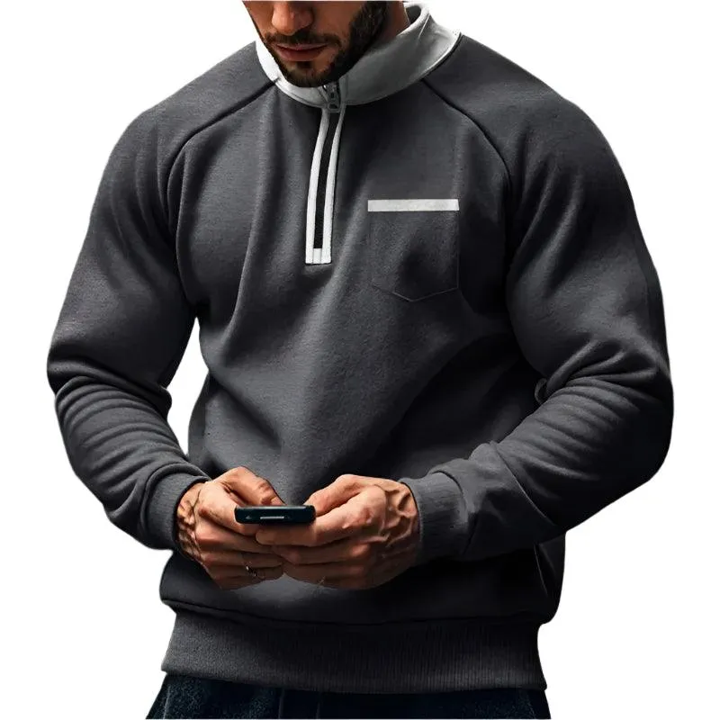 Warm Fleece Half Zipper Tactical Hoodies Stand Collar Sports Sweatshirts