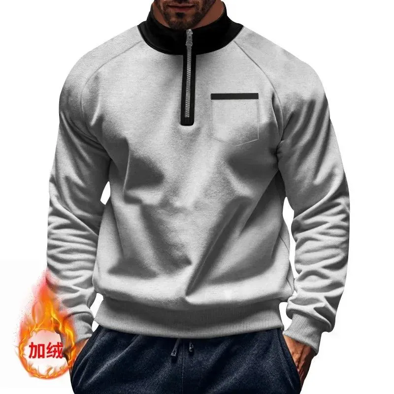 Warm Fleece Half Zipper Tactical Hoodies Stand Collar Sports Sweatshirts