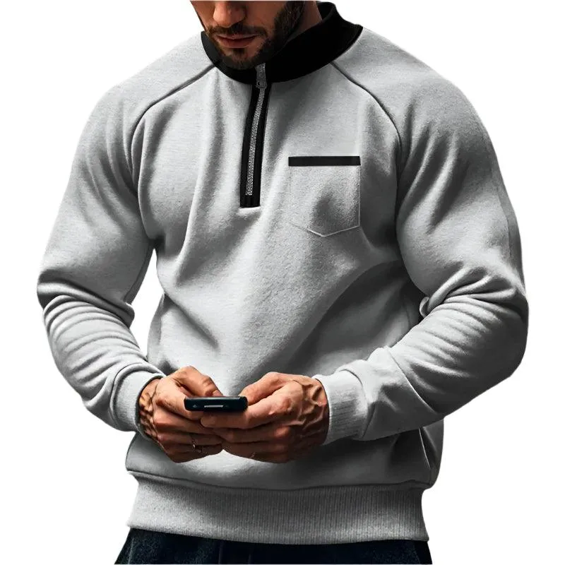 Warm Fleece Half Zipper Tactical Hoodies Stand Collar Sports Sweatshirts
