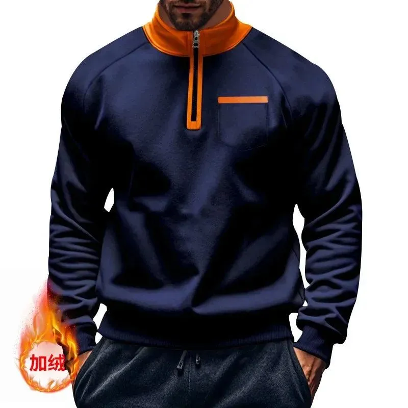 Warm Fleece Half Zipper Tactical Hoodies Stand Collar Sports Sweatshirts