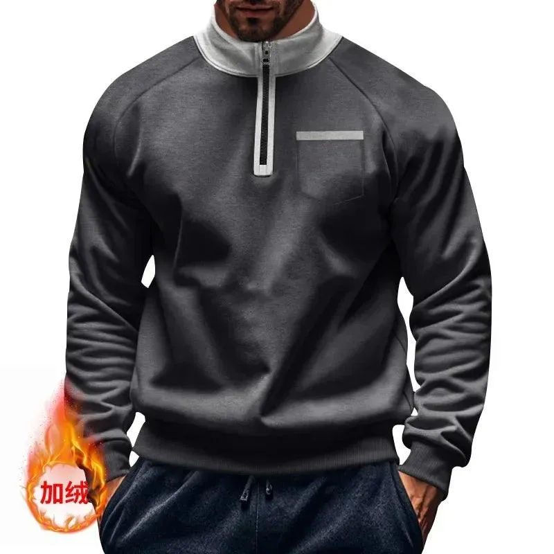 Warm Fleece Half Zipper Tactical Hoodies Stand Collar Sports Sweatshirts