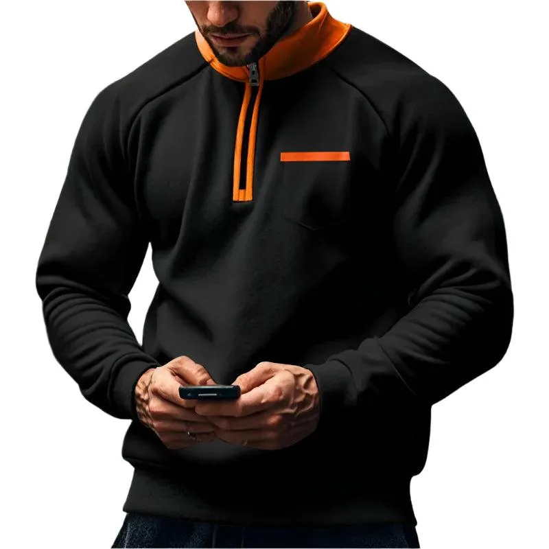 Warm Fleece Half Zipper Tactical Hoodies Stand Collar Sports Sweatshirts