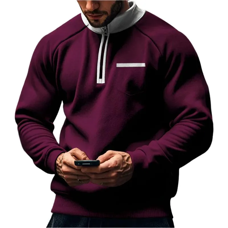Warm Fleece Half Zipper Tactical Hoodies Stand Collar Sports Sweatshirts