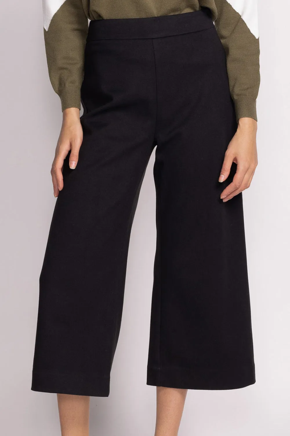 Waterville | Cropped Black Wide-Leg Pants