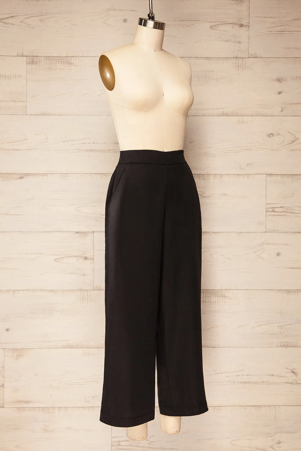 Waterville | Cropped Black Wide-Leg Pants