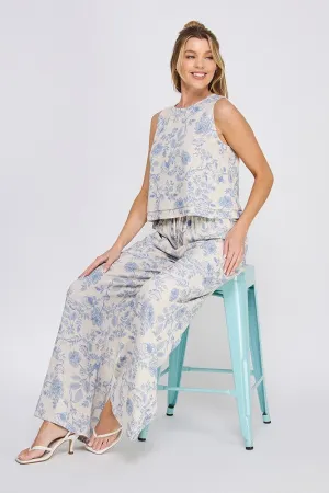 When In Greece Linen Floral Top