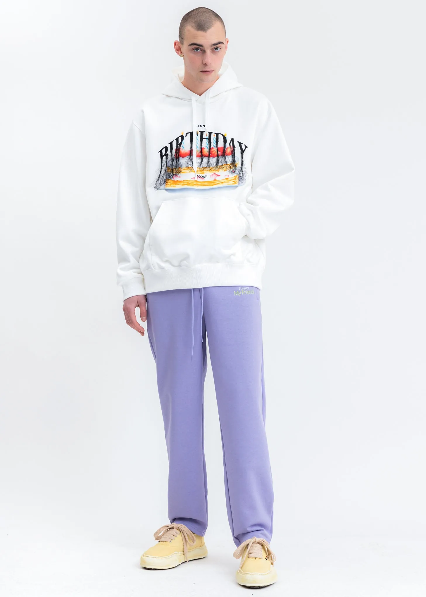 White Not Birthday Embroidery Hoodie