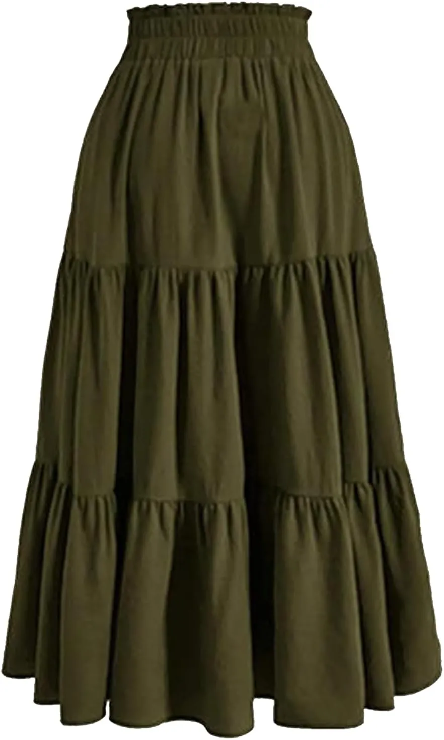 Women's Boho Maxi Skirt Summer Flowy Skirts A Line Pleated Skirts Ruffle Tiered Dresses Drawstring High Waist Dresses