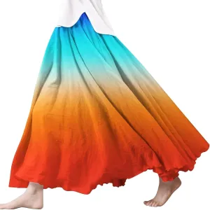 Women's Floral Print Midi Maxi Skirts 2025 Summer Casual Aline Elastic High Waist Pleated Flowy Long Skirt Pockets