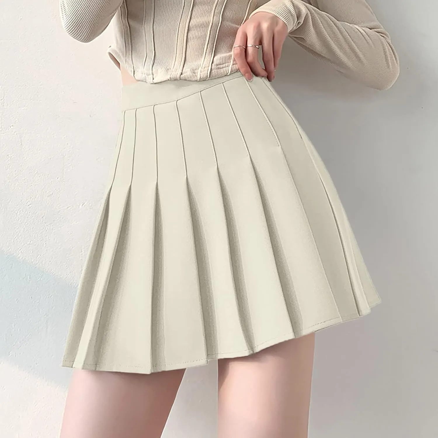 Women's Skirt High Waist Self Belted Skirts Tennis Shorts Sports Preppy Short Skirt Ruffle Solid Spring Dresses